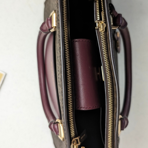 Michael Kors Benning Satchel Maroon & Brown Tote Bag - Picture 11 of 15